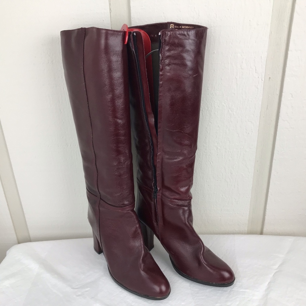 Vintage Etienne Aigner Burgundy Leather Boots